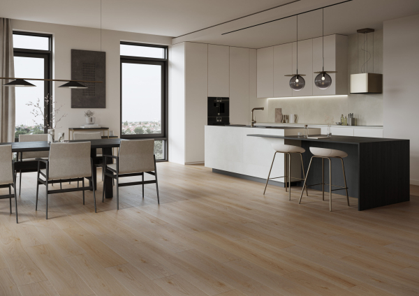 Klick Vinylboden Rigid SPC Eiche Apricot Landhausdiele Holzstruktur - inkl.Trittschall